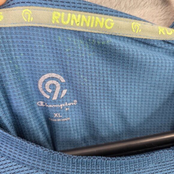 Mens Champion C9 Blue Running Active T Shirt Short Sleeve Polyester Stretch XL - Picture 2 of 7